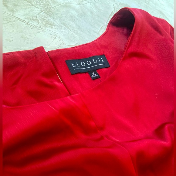 Red Eloquii Tie Front Dress - Picture 3 of 5